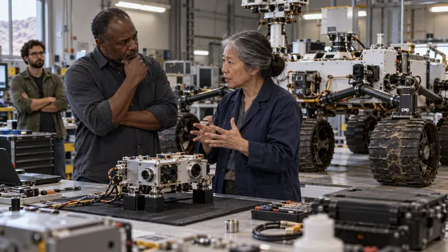 Engineers at the rover bench