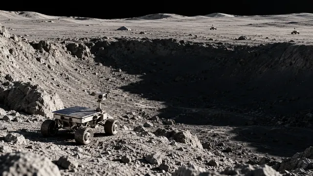 Lone rover at the crater edge