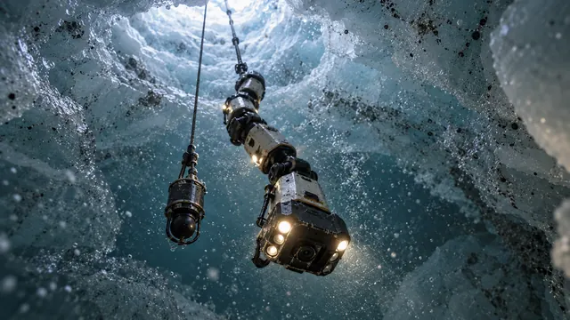 The robot moving beneath the ice