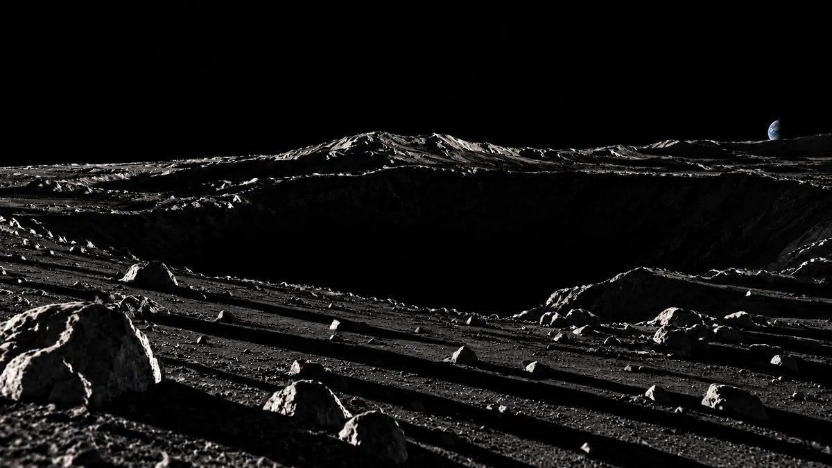 A permanently shadowed crater near the lunar south pole