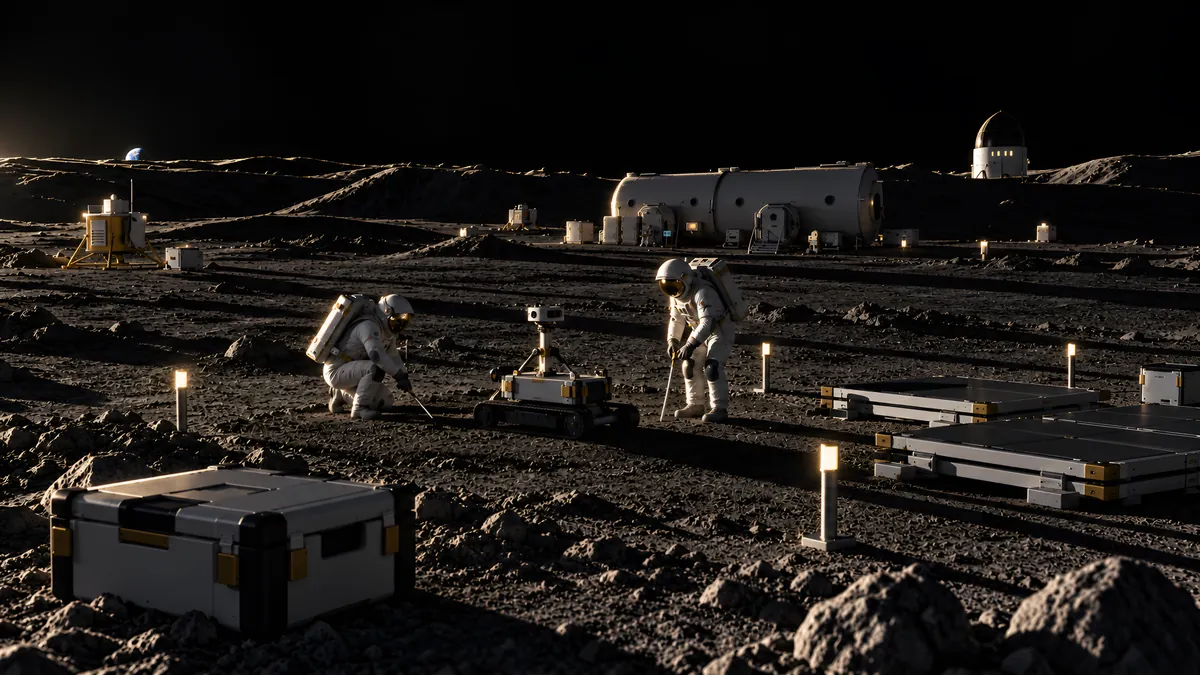 Crew members investigating the ground before construction begins