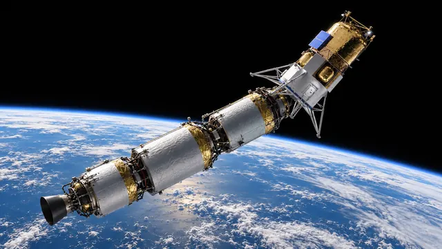 Blue Moon Mark 2 with its transfer stages in Earth orbit